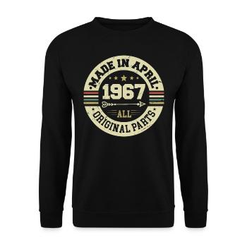 Anniversaire avril 1967 - Cadeau d’anniversaire 58 - Sweat-shirt Unisexe - noir - Devant - Alina (178cm) & Michal (187cm)