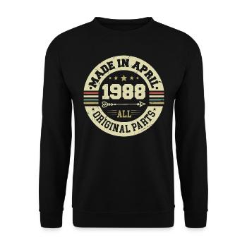Birthday april 1988 - 37th birthday gift - Unisex Sweatshirt - black - Front - Alina (178cm) & Michal (187cm)