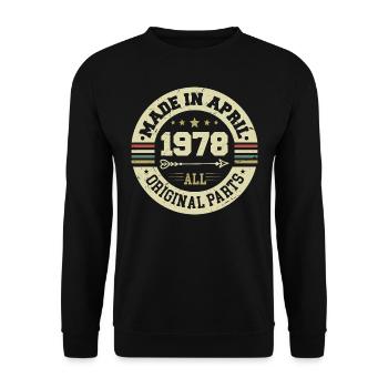Birthday april 1978 - 47th birthday gift - Unisex Sweatshirt - black - Front - Alina (178cm) & Michal (187cm)
