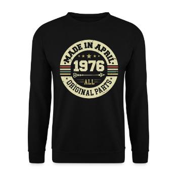 Anniversaire avril 1976 - Cadeau d’anniversaire 49 - Sweat-shirt Unisexe - noir - Devant - Alina (178cm) & Michal (187cm)