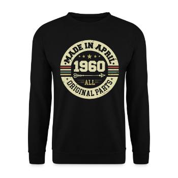 Birthday april 1960 - 65th birthday gift - Unisex Sweatshirt - black - Front - Alina (178cm) & Michal (187cm)