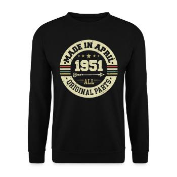 Birthday april 1951 - 74th birthday gift - Unisex Sweatshirt - black - Front - Alina (178cm) & Michal (187cm)
