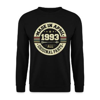 Birthday april 1993 - 32nd birthday gift - Unisex Sweatshirt - black - Front - Alina (178cm) & Michal (187cm)