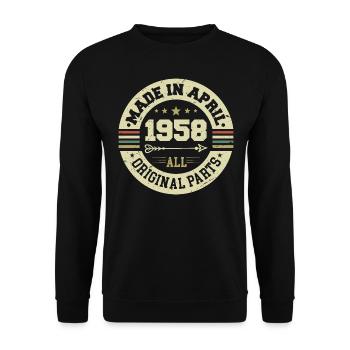 Anniversaire avril 1958 - Cadeau pour ses 67 ans - Sweat-shirt Unisexe - noir - Devant - Alina (178cm) & Michal (187cm)