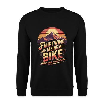 Mountainbike Downhill Berge Vintage Spruch - Unisex Pullover - Schwarz - Vorne - Alina (178cm) & Michal (187cm)