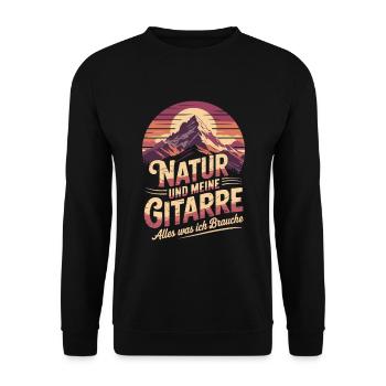 Natur und meine Gitarre - Unisex Pullover - Schwarz - Vorne - Alina (178cm) & Michal (187cm)