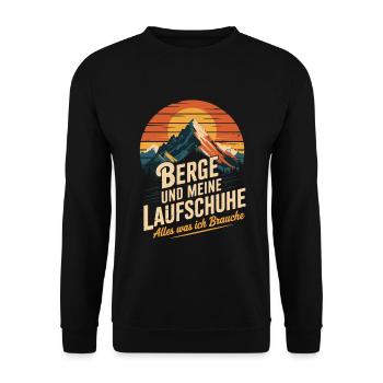 Laufsport Wald Berge Natur Berglauf Laufen - Unisex Pullover - Schwarz - Vorne - Alina (178cm) & Michal (187cm)