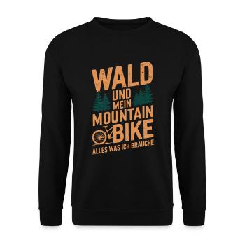 Mountainbike Downhill Berge Vintage Spruch - Unisex Pullover - Schwarz - Vorne - Alina (178cm) & Michal (187cm)