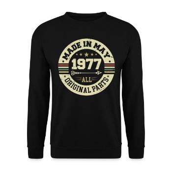 Mai 1977 Jahrestag Mai 1977 Geburtstag May 1977 - Unisex Pullover - Schwarz - Vorne - Alina (178cm) & Michal (187cm)