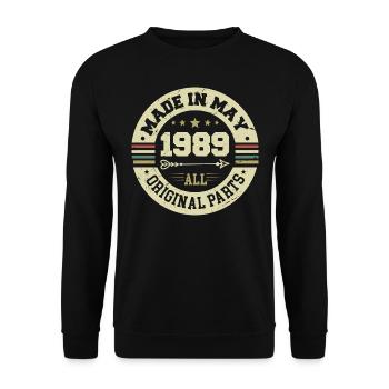 Mai 1989 Jahrestag Mai 1989 Geburtstag May 1989 - Unisex Pullover - Schwarz - Vorne - Alina (178cm) & Michal (187cm)