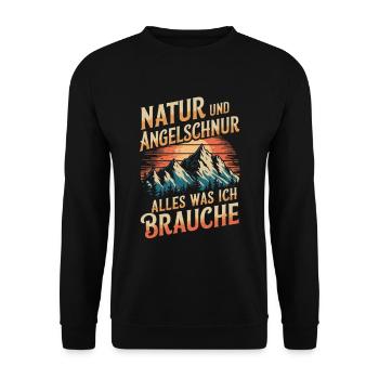 Angeln Fischen in der Natur lustiger Spruch - Unisex Pullover - Schwarz - Vorne - Alina (178cm) & Michal (187cm)