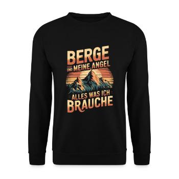 Angeln Fischen in der Natur lustiger Spruch - Unisex Pullover - Schwarz - Vorne - Alina (178cm) & Michal (187cm)