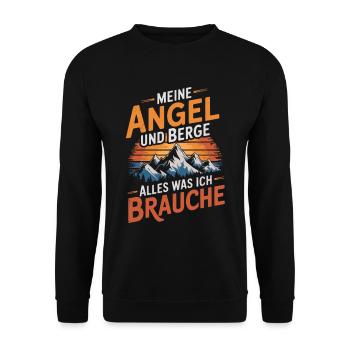 Angeln Fischen in der Natur lustiger Spruch - Unisex Pullover - Schwarz - Vorne - Alina (178cm) & Michal (187cm)