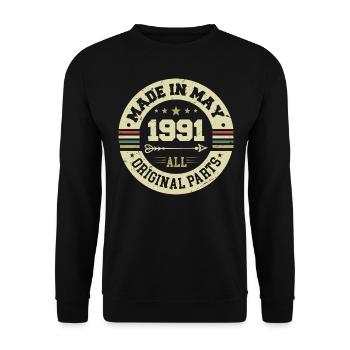 May 1991 Anniversary May 1991 Birthday May 1991 - Unisex Sweatshirt - black - Front - Alina (178cm) & Michal (187cm)