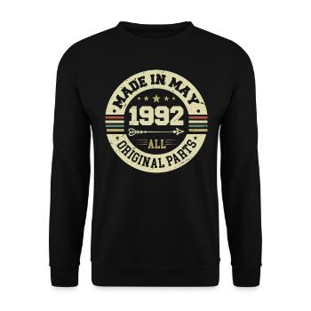 Mai 1992 Anniversaire Mai 1992 Anniversaire Mai 1992 - Sweat-shirt Unisexe - noir - Devant - Alina (178cm) & Michal (187cm)