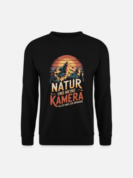 Kamera und Natur Landschaftsfotograf Naturfotograf - Unisex Pullover - Schwarz