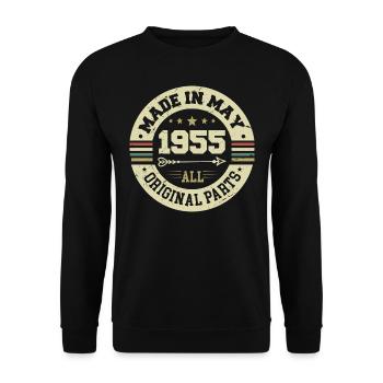 Mai 1955 Jahrestag Mai 1955 Geburtstag May 1955 - Unisex Pullover - Schwarz - Vorne - Alina (178cm) & Michal (187cm)