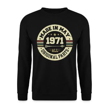 Mai 1971 Jahrestag Mai 1971 Geburtstag May 1971 - Unisex Pullover - Schwarz - Vorne - Alina (178cm) & Michal (187cm)