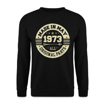 Mai 1973 Jahrestag Mai 1973 Geburtstag May 1973 - Unisex Pullover - Schwarz - Vorne - Alina (178cm) & Michal (187cm)