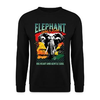 Elefant Afrika Safari Natur Wildnis Aquarell Kunst - Unisex Pullover - Schwarz - Vorne - Alina (178cm) & Michal (187cm)