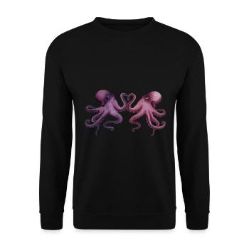 Octopuses in love Valentine's Day - Unisex Sweatshirt - black - Front - Alina (178cm) & Michal (187cm)