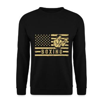 Boxen USA - Unisex Pullover - Schwarz - Vorne - Alina (178cm) & Michal (187cm)