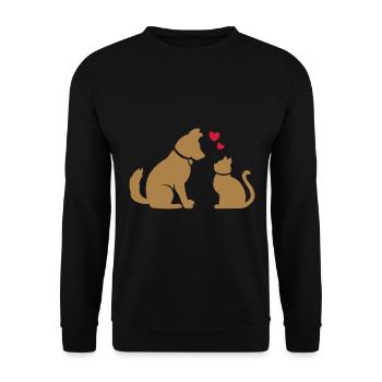 Friends Forever - Chat & Chien - Chat & Chien BFF - Sweat-shirt Unisexe - noir - Devant - Alina (178cm) & Michal (187cm)
