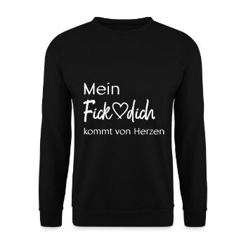 Mein Fick dich kommt von Herzen - Unisex Pullover - Schwarz - Vorne - Alina (178cm) & Michal (187cm)
