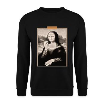 T shirt Mona Lisa Cigarette Modernisée - Sweat-shirt Unisexe - noir - Devant - Alina (178cm) & Michal (187cm)