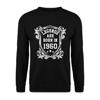 Legenden geboren 1960 - Unisex Pullover - Schwarz - Vorne - Alina (178cm) & Michal (187cm)