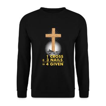Witziges Religion Jesus Vergebung Christ Geschenk - Unisex Pullover - Schwarz - Vorne - Alina (178cm) & Michal (187cm)
