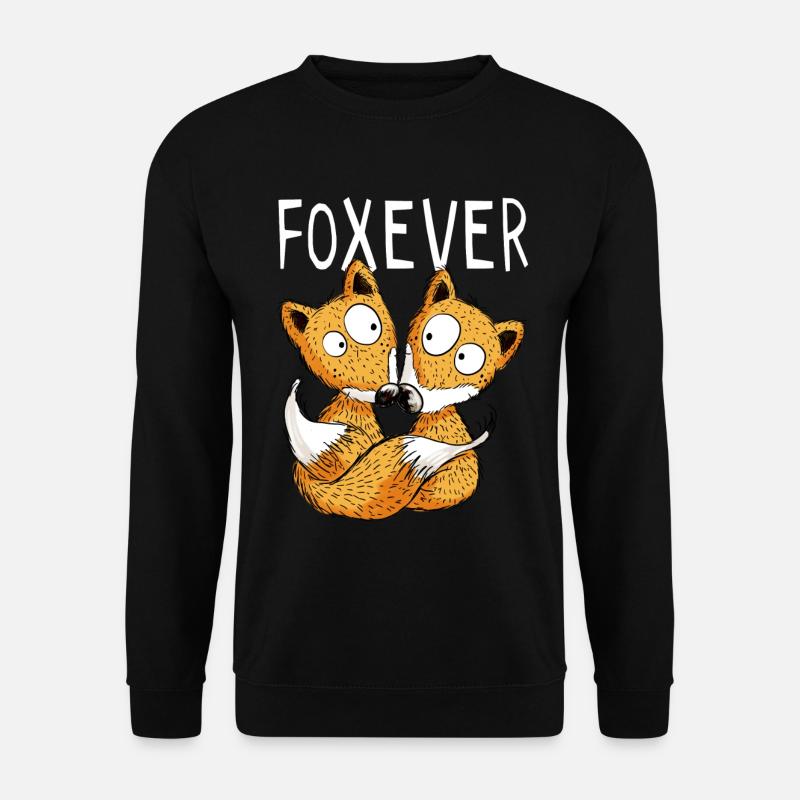 Foxever - Forever - Fuchs - Partnerschaft - Paar - Unisex Pullover - Schwarz