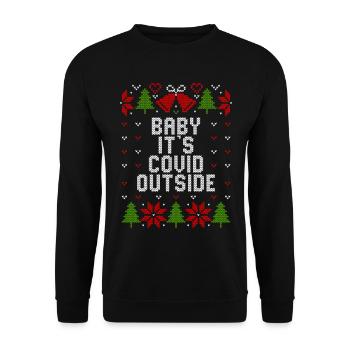 Ugly Christmas Baby It's Covid Outside - Unisex Pullover - Schwarz - Vorne - Alina (178cm) & Michal (187cm)