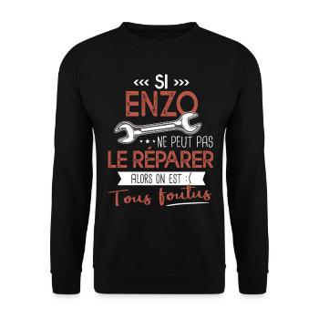 Si Enzo ne peut pas le réparer on est foutus - Sweat-shirt Unisexe - noir - Devant - Alina (178cm) & Michal (187cm)