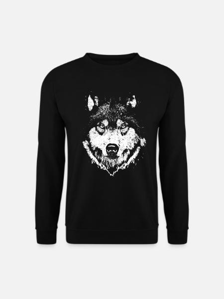 Wolf Wolfssilhouette Wölfe Kopf Raubtier Wildtier - Unisex Pullover - Schwarz