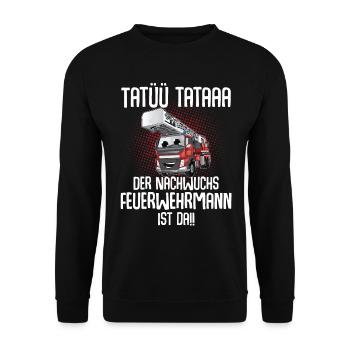 Feuerwehr Kinder Nachwuchs Feuerwehrmann - Unisex Pullover - Schwarz - Vorne - Alina (178cm) & Michal (187cm)