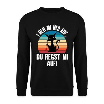 I Reg Mi Net Auf, Du Regst Mi Auf Schwäbisch - Unisex Pullover - Schwarz - Vorne - Alina (178cm) & Michal (187cm)