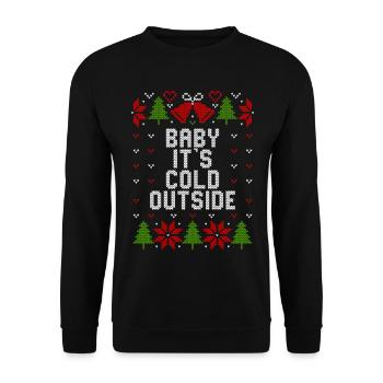 Ugly christmas sweater / Baby it's cold outside - Unisex Pullover - Schwarz - Vorne - Alina (178cm) & Michal (187cm)