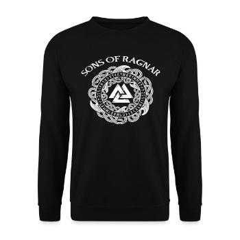 Runes Norse mystical Viking Valhalla symbol - Unisex Sweatshirt - black - Front - Alina (178cm) & Michal (187cm)