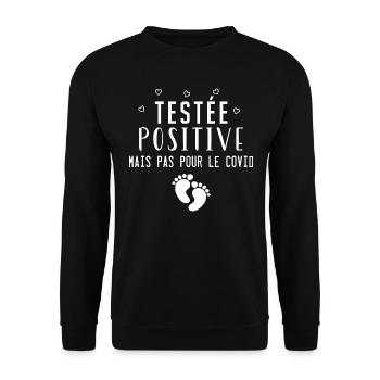 Testée positive - humour annonce grossesse - Sweat-shirt Unisexe - noir - Devant - Alina (178cm) & Michal (187cm)