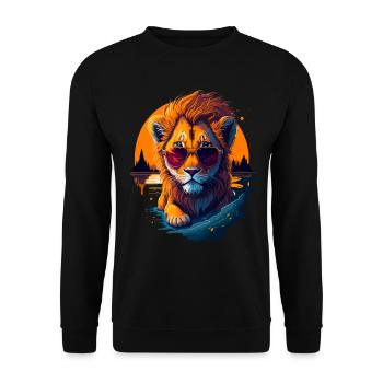 Cute baby lion - Unisex Sweatshirt - black - Front - Alina (178cm) & Michal (187cm)