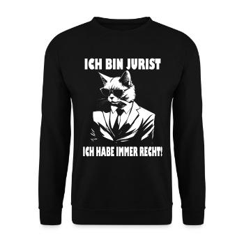 Ich Bin Jurist Ich Habe Immer Recht - Unisex Pullover - Schwarz - Vorne - Alina (178cm) & Michal (187cm)