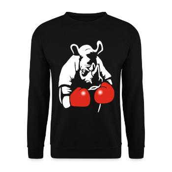 Rhinocéros boxeur - Sweat-shirt Unisexe - noir - Devant - Alina (178cm) & Michal (187cm)