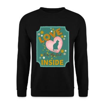 Liebe in meinem Katzenherz-Design - Unisex Pullover - Schwarz - Vorne - Alina (178cm) & Michal (187cm)