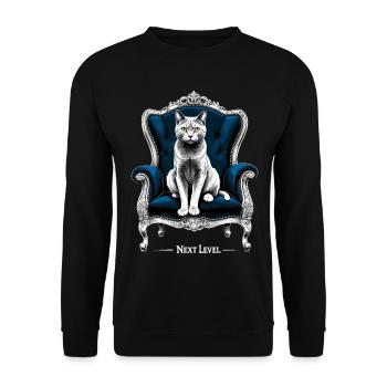 BKH Britisch Kurzhaar Blue Katze Königssessel - Unisex Pullover - Schwarz - Vorne - Alina (178cm) & Michal (187cm)