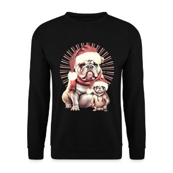 Duo Bouledogue de Noël - Sweat-shirt Unisexe - noir - Devant - Alina (178cm) & Michal (187cm)