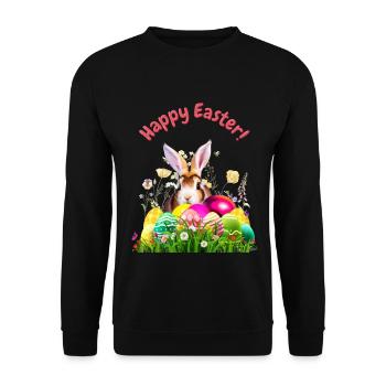 Un joli lapin de Pâques avec des œufs colorés - Sweat-shirt Unisexe - noir - Devant - Alina (178cm) & Michal (187cm)