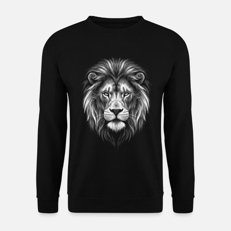 Majestätisches Löwen-Portrait Motiv - Unisex Pullover - Schwarz