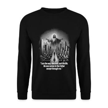 Futuristic Cityscape with Inspirational Quote - Unisex Sweatshirt - black - Front - Alina (178cm) & Michal (187cm)