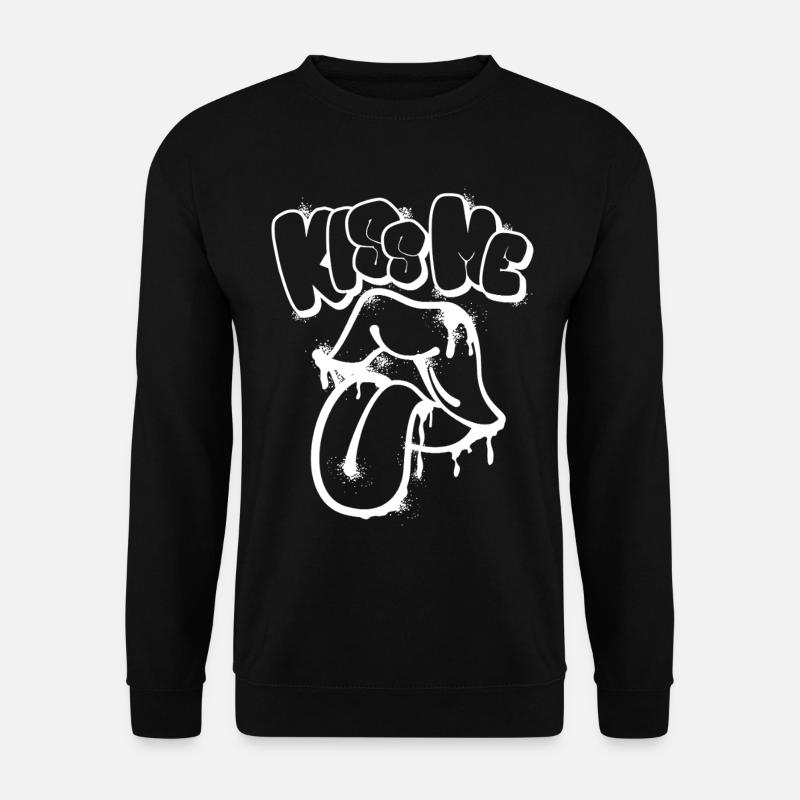 kiss me Mund Graffiti Streetart Kunst - Unisex Pullover - Schwarz
